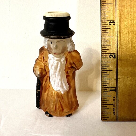 Rare Glass EBENEZER SCROOGE Tree Light Up Cover Old World Christmas Ornament VTG - Picture 7 of 7